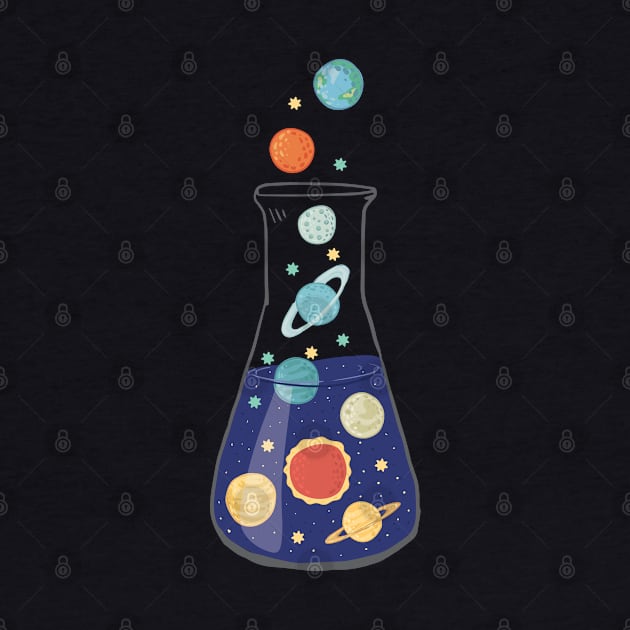 Space planets in erlenmeyer by Catdog